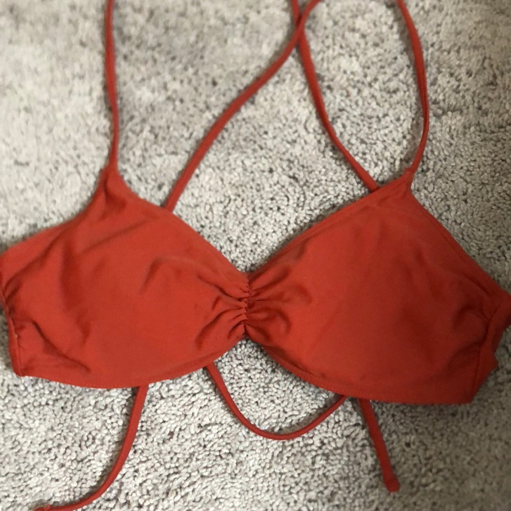 Aerie Reddish Orange scoop bikini top